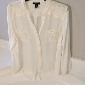 Ivory lace detail shirt